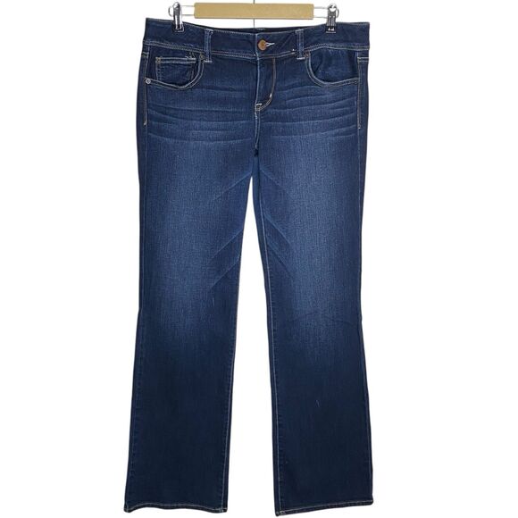 American Eagle Jeans Womens 14 Long Slim Boot Bootcut Denim Stretch Dark Wash - Picture 1 of 13